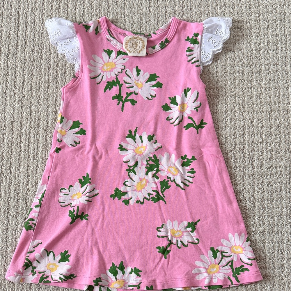 The Beaufort Bonnet Company Pink Floral Dress with Lace Sleeves